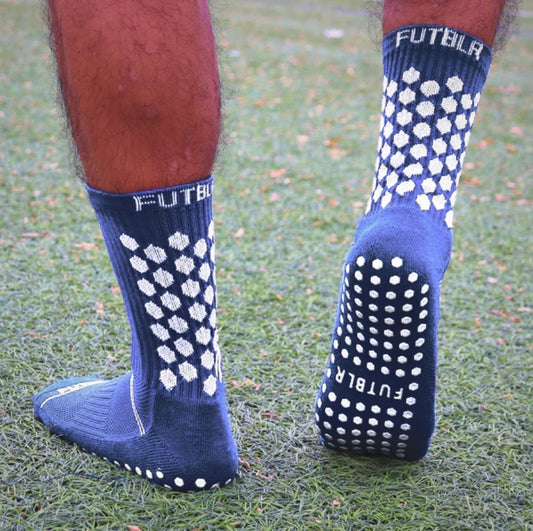 Navy FUTBLR Grip Socks