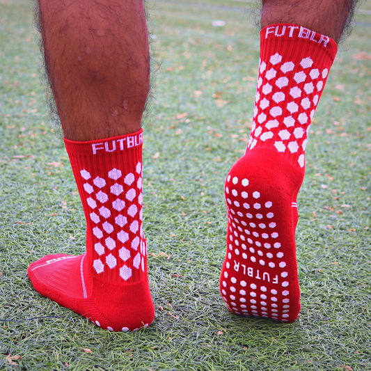 Red FUTBLR Grip Socks