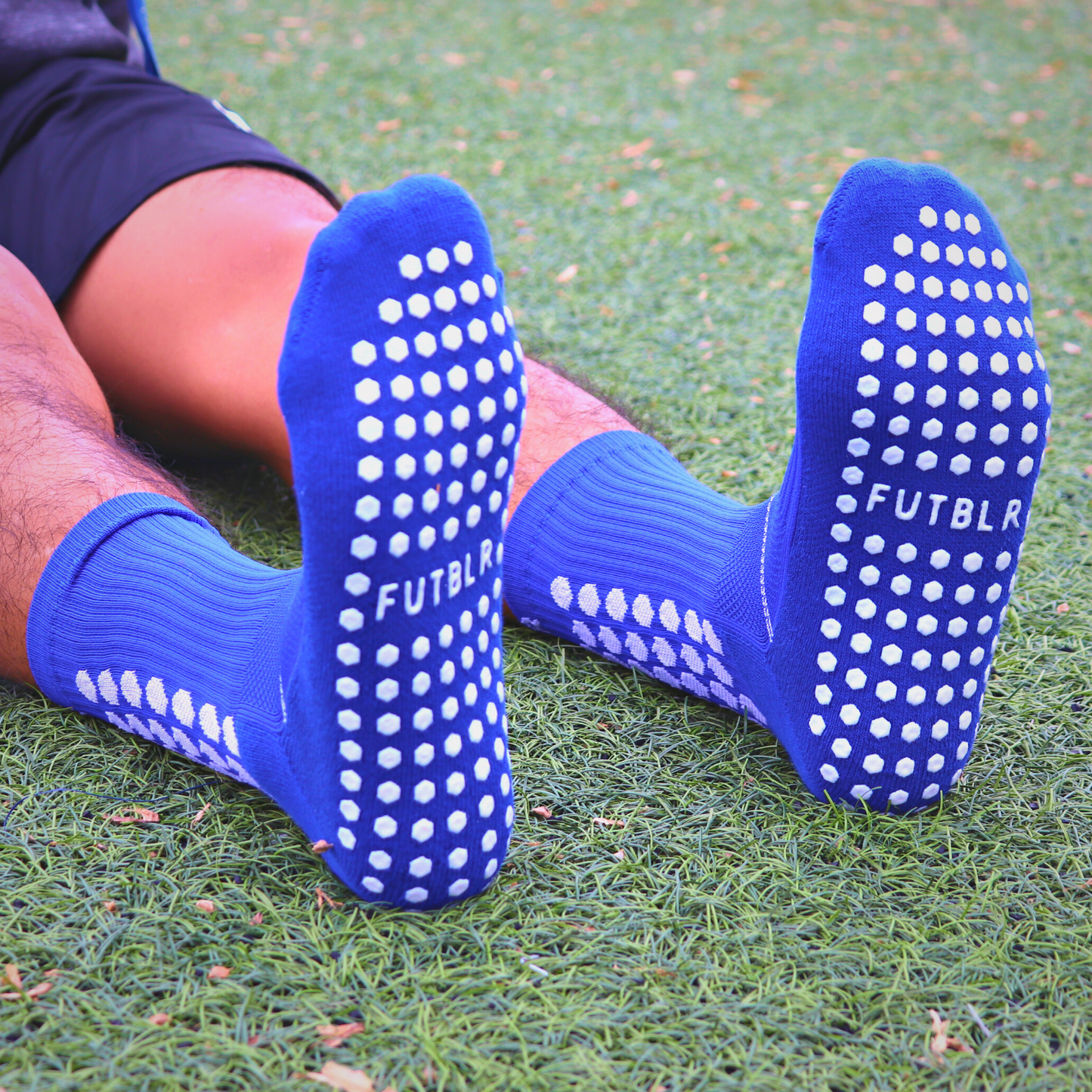 Blue FUTBLR Grip Socks