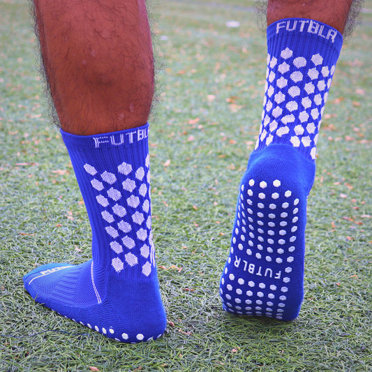 Blue FUTBLR Grip Socks