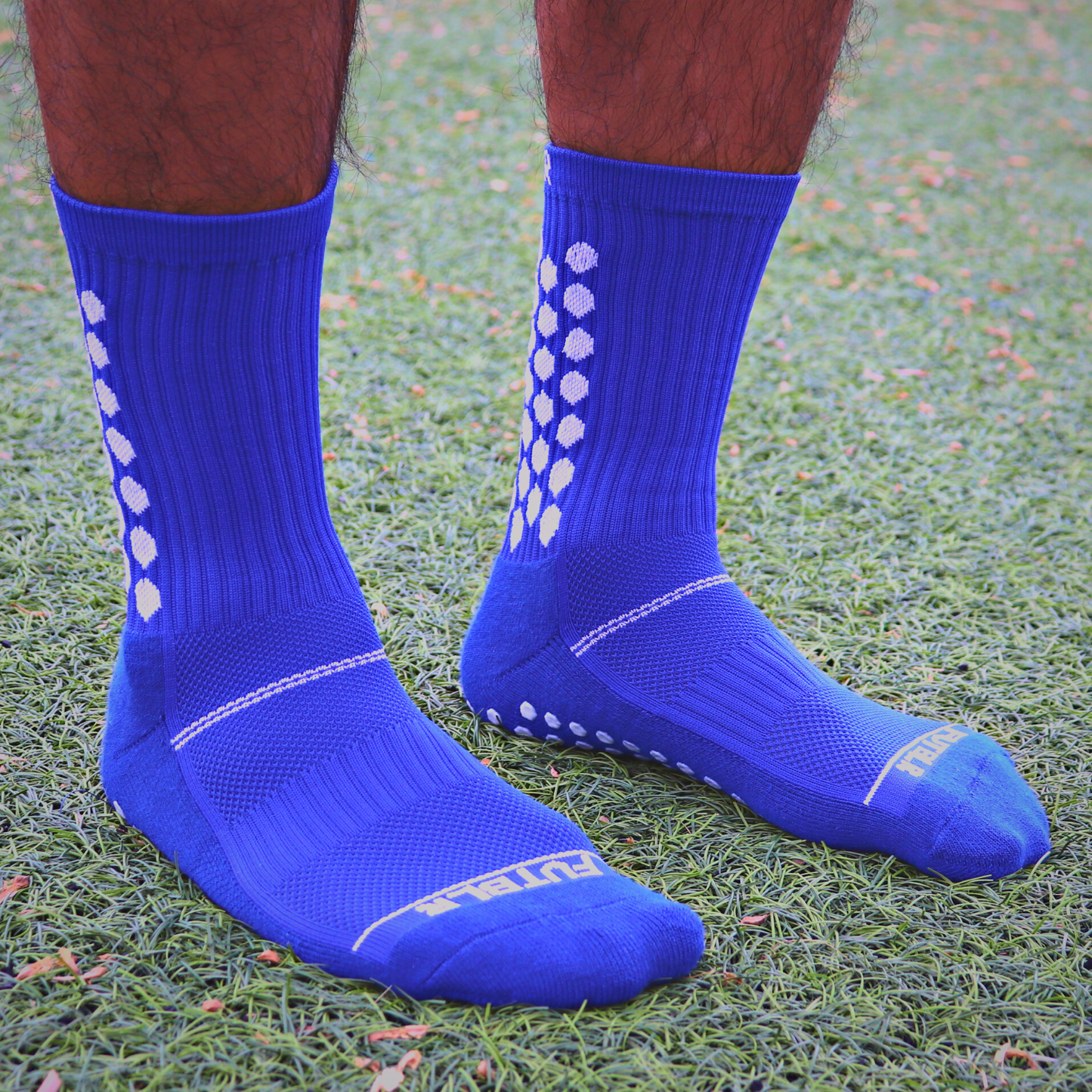 Blue FUTBLR Grip Socks