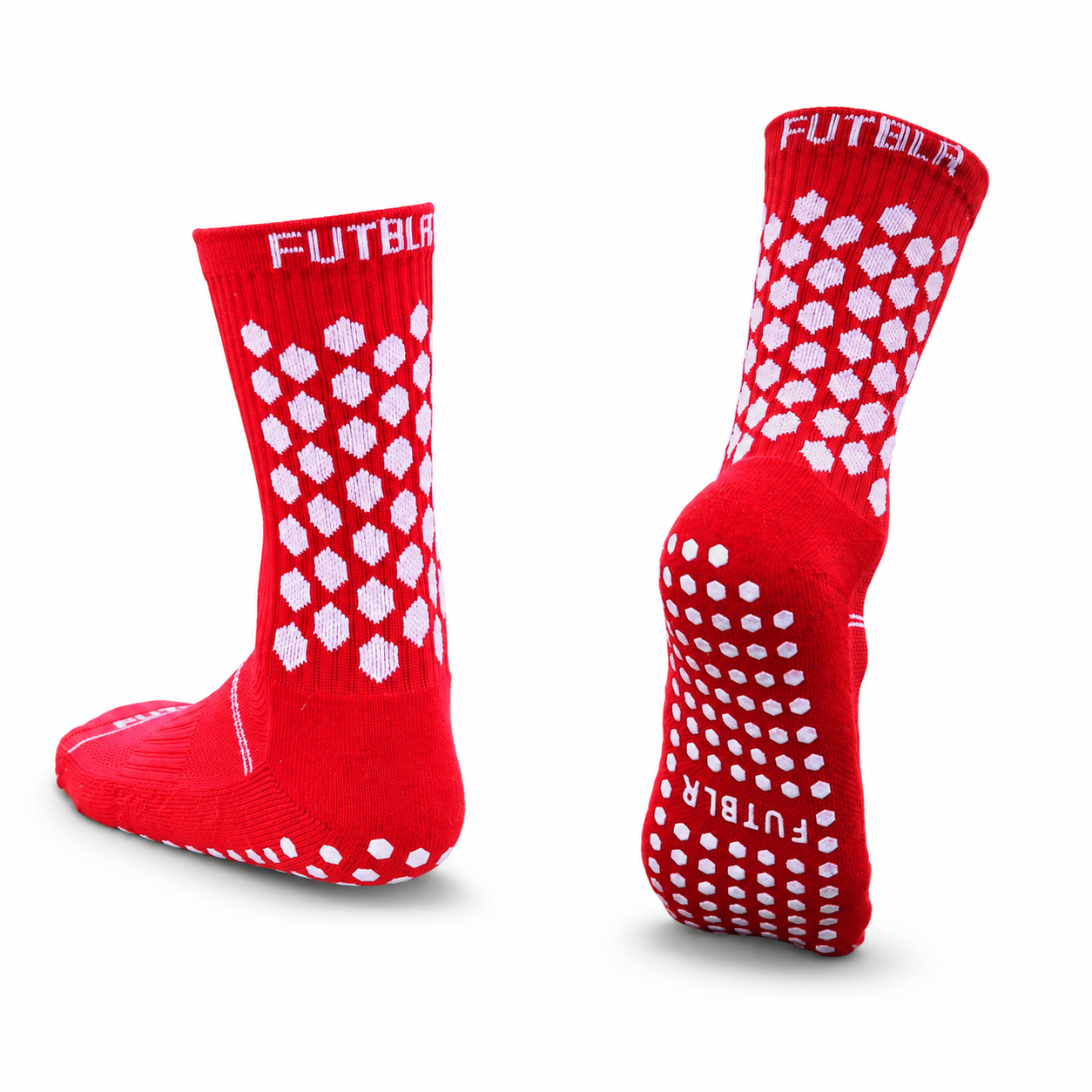 Red FUTBLR Grip Socks
