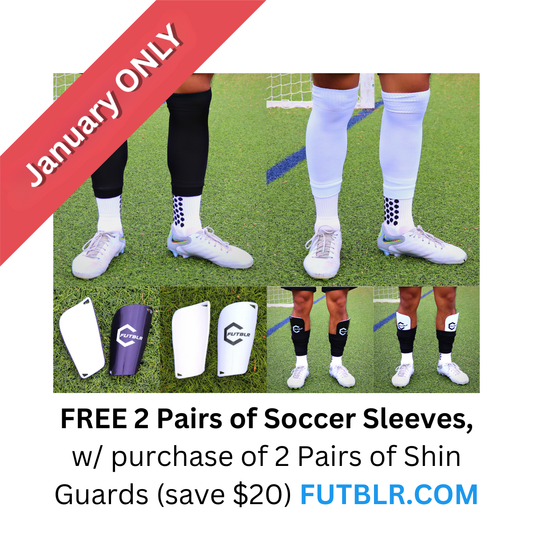 FREE 2 Pairs of Soccer Sleeves + 2 Pairs of Shin Guards Purchase