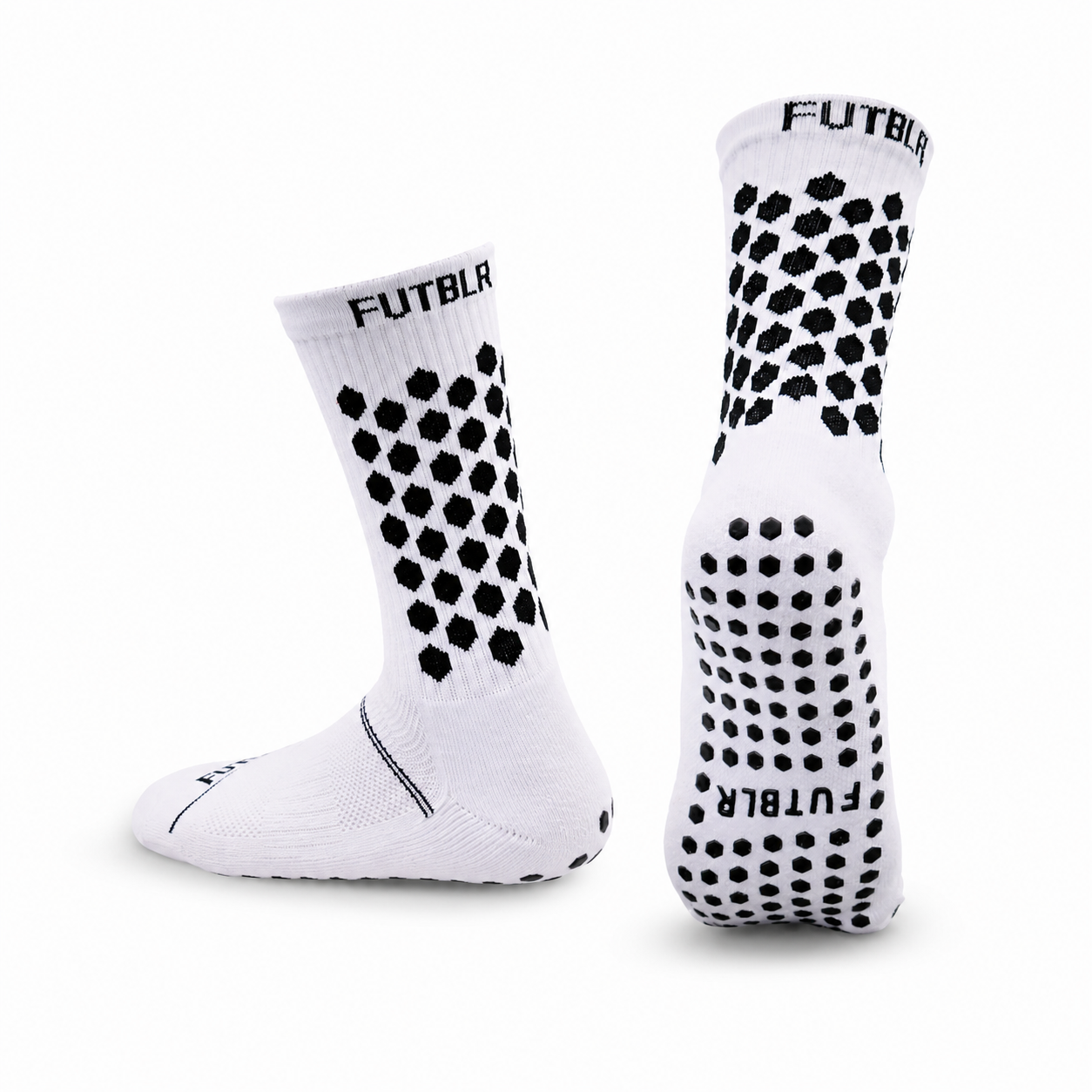 White FUTBLR Grip Socks