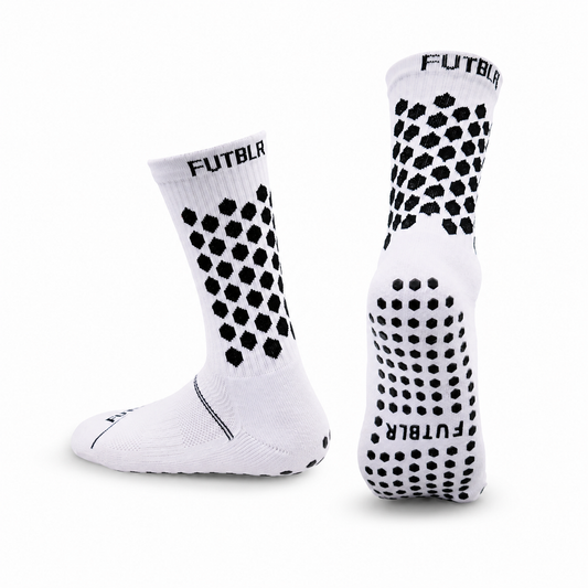 White FUTBLR Grip Socks