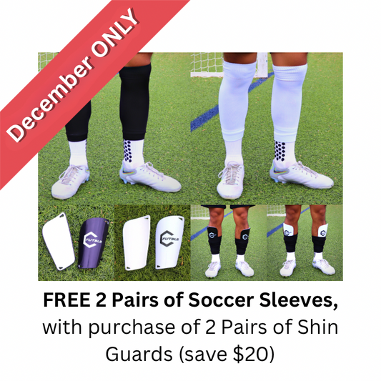 FREE 2 Pairs of Soccer Sleeves + 2 Pairs of Shin Guards Purchase