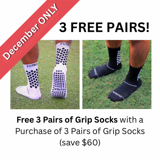 FREE 3 Pairs of White/Black Grip Socks when you buy 3