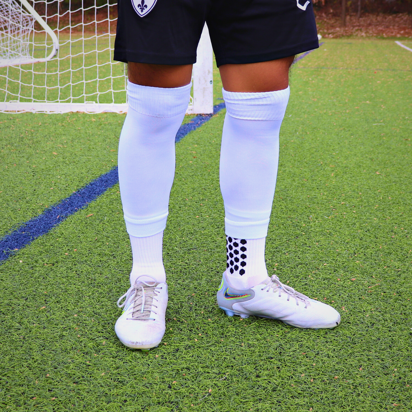 The Grip Sock Soccer Grip Sock, Soccer Sleeve and Shin Guard Strap Bundle  Set WHITE
